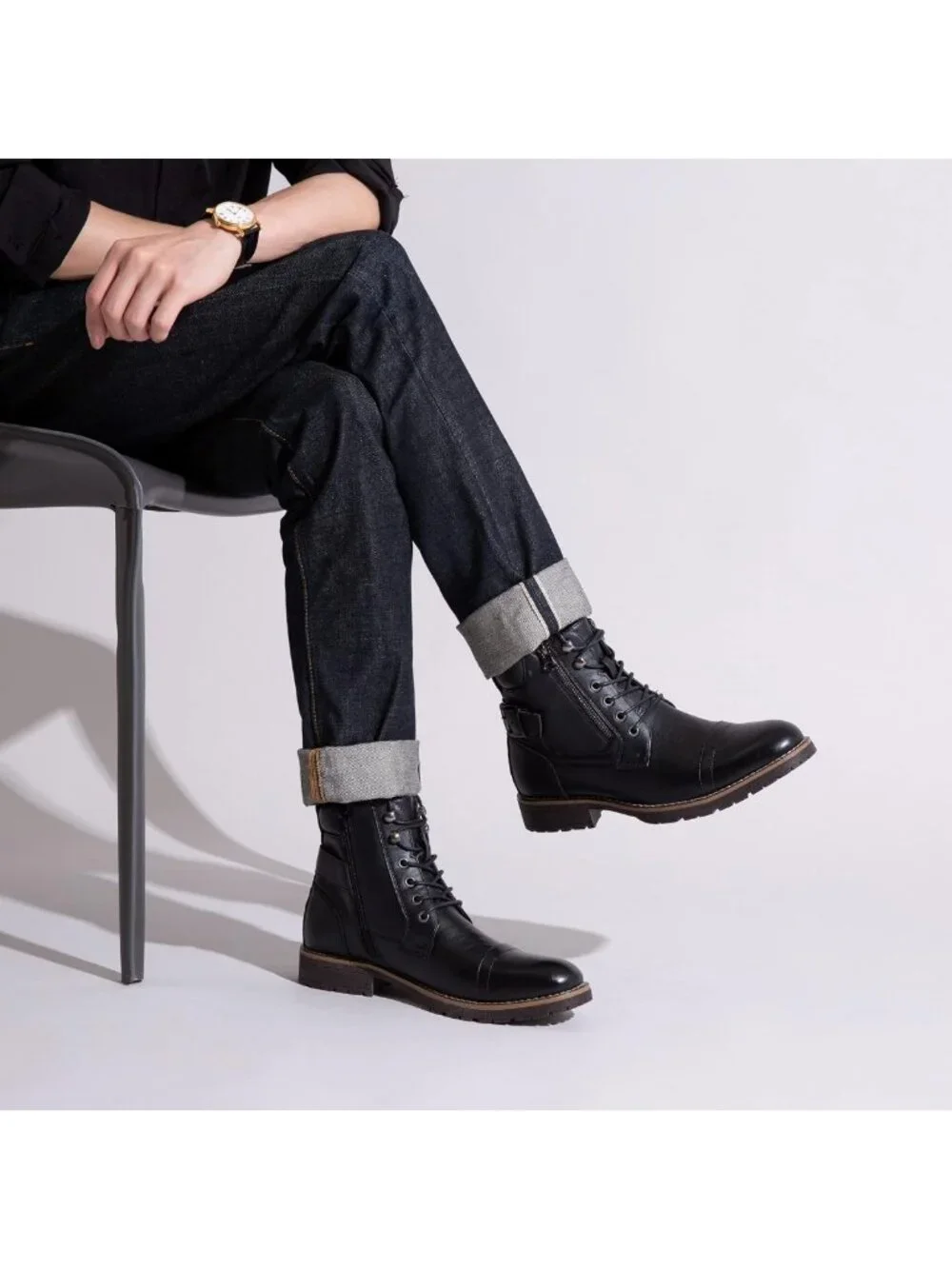 Stylish Men's Motorcycle Combat Boots | Casual Durable Footwear for Adventurers